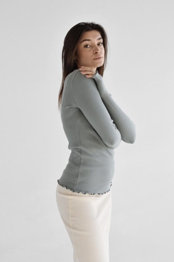 Bluzka longsleeve wykończona mereżką | VANESSA