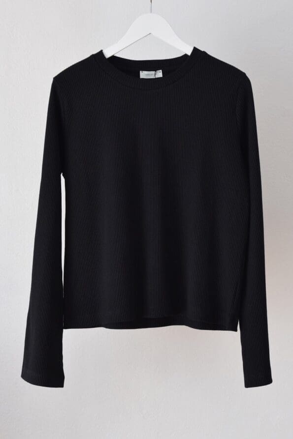 Longsleeve ALICE z wysokim dekoltem i rozkloszowanymi rękawami_black L