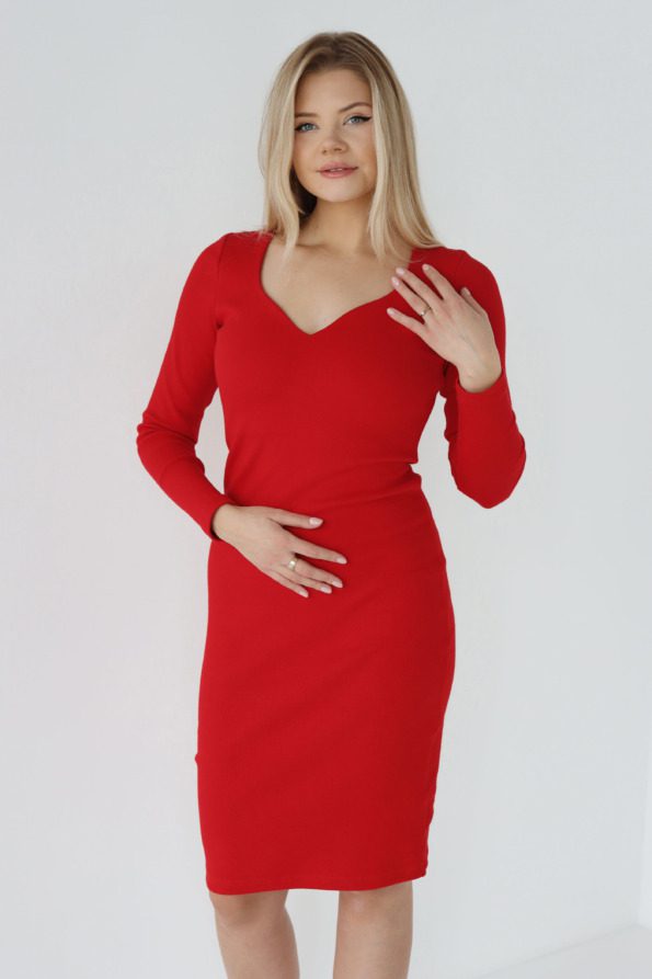 Sukienka longsleeve z kobiecym dekoltem w serce | FAITH