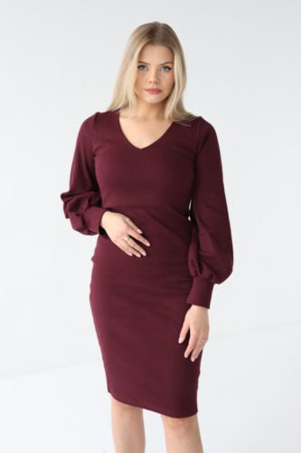 violette sukienka z dekoltem v i bufiastym rekawem anna watras (2)