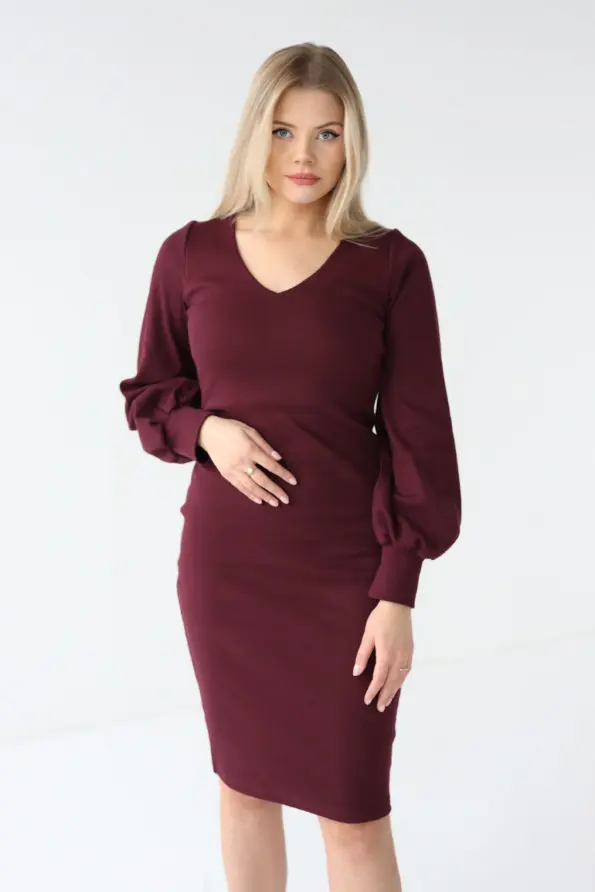 Sukienka z dekoltem V z bufiastym rękawem | VIOLETTE