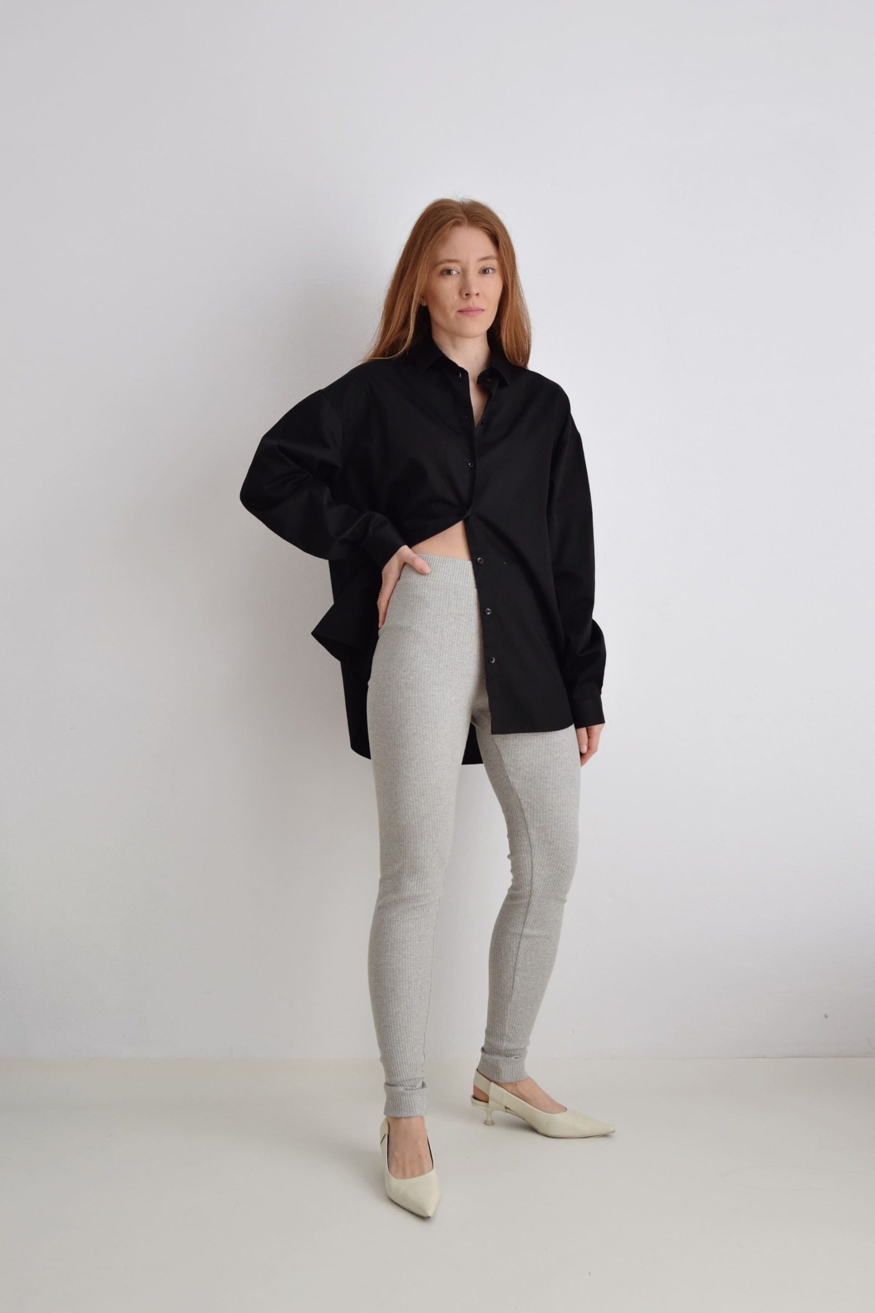 Legginsy z dzianiny prążkowanej | GUNNHILD
