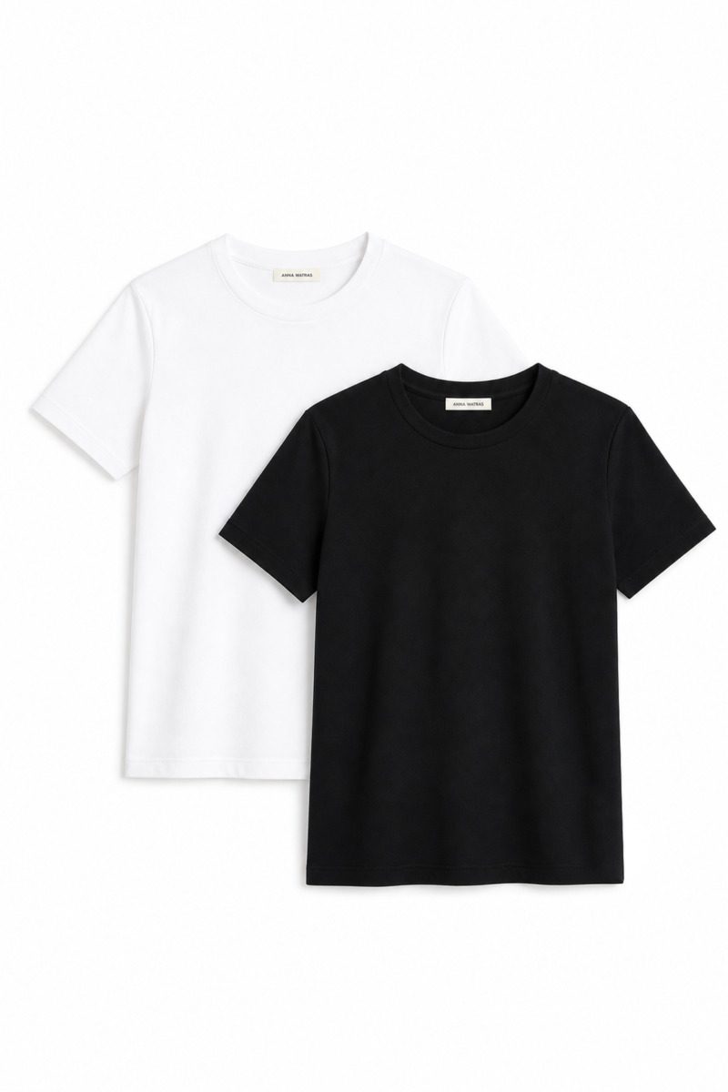 2-pack T-shirt z heavy jersey z wysokim dekoltem | LOU